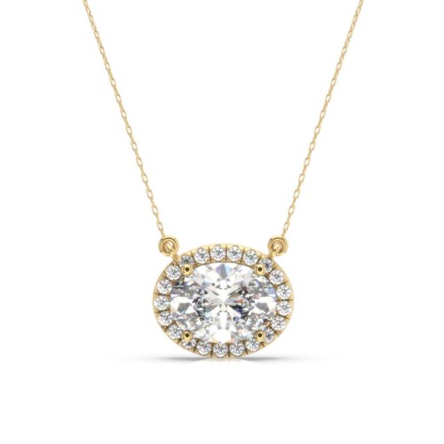 Ciondolo Diamante IGI VVS2 F Ovale 1,65 Ctw Creato in Laboratorio Oro Bianco 14k Speciale - Foto 6 di 7