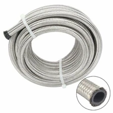 6AN 3/8" Fuel line Hose Braided Stainless Steel Oil Gas CPE Silver 10FT/20FT