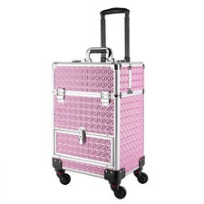 Rolling Makeup Train Case Salon 4 in 1 Cosmetic Trolley Organizer Makeup Box
