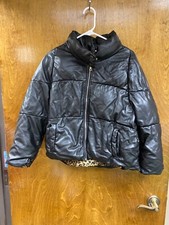 Women "milly" Black Puffy Cropped Jacket W/leapord Lining. Size Sm. P.o.