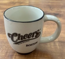 Cheers Boston Coffee Mug CBS Studios 2012 Souvenir Tea Cup Cream Black Rim 12oz