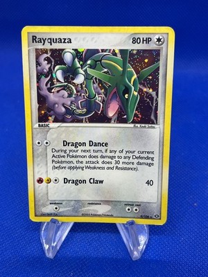 VTG 2005 Pokemon EX Emerald Rayquaza 9/106 Holo Rare W/ Swirl DMG/CREASED