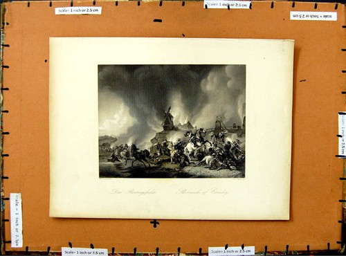 Original Old Antique Print C1800 Skirmish Cavalry War Siers Horses Engraving