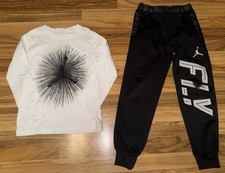 Nike Air Jordan Youth Small 8-10 Outfit Dri-fit Joggers Cotton Shirt worn knee