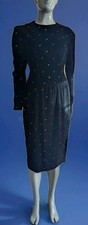 Vintage 1980s Oscar de la Renta Black Velvet Dress Colored Rhinestones 4