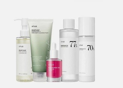 Anua 5-Piece Set: Cleanser + Toner + Cleansing Oil + Serum + Moisturizer