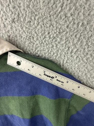 Ralph Lauren 橄榄球衬衫男式 XL Polo 绿色条纹长袖复古修身版型 - 第 8 张/共 12 张