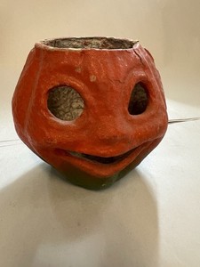 Vintage Antique Paper Mache Pulp Halloween Jack-O-Lantern—4 1/2”