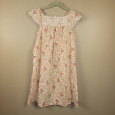 Vintage Handmade Floral Nightgown Cottagecore Lace Trim Pink Rose Prairie Sleep