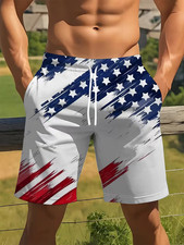 Red White and American Flag 3D Print Shorts - Hawaiian Shorts