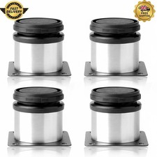 Set of 4 Adjustable Stainless Steel Furniture Legs - Black & Silver Elegance