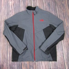 North Face Jacket Mens Medium Gray Softshell Full Zip Outdoor Fleece Lined FA14