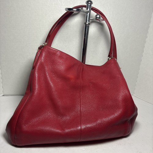 Coach Madison Phoebe Hobo-Schulterhandtasche aus genarbtem Leder in Rot