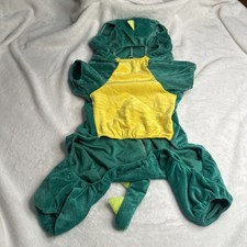 Green And Yellow Dinasaur Dog Outfit Costume Halloween One Piece Elastic XL Soft