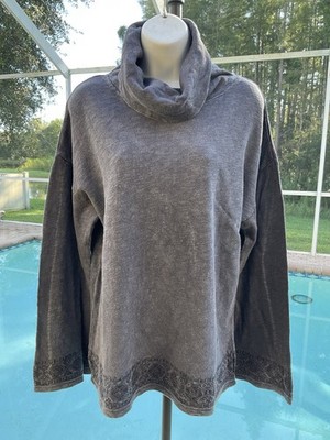 Caite Kyla Seo Embroidered Love Top Karyn Cowl Neck Small T Shirt Gray NWTD FLAW