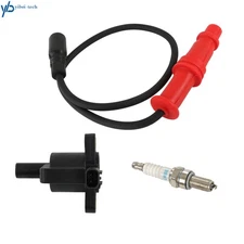 ATV Ignition coil w/ Wire Cap & Spark plug For Polaris Ranger 500 4x4 2008-2012