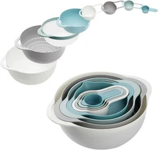 8-Piece Mixing Bowl Set with Colander & Measuring Cups – BPA-Free, Nesting