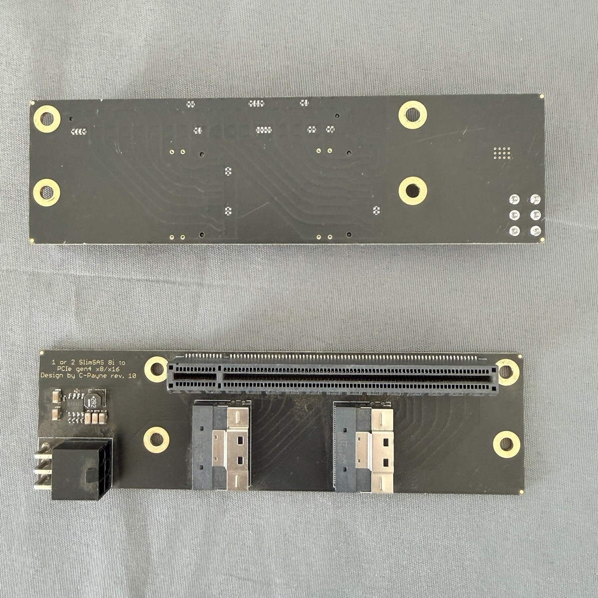 PCIe Gen4 x8/x16 to Dual SlimSAS 8i Adapter Card SFF-8654 C-Payne
