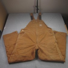 Carhartt Bib Insulated Overalls Mens 46x32 R02 BRN Duck Canvas 125 Anniversary