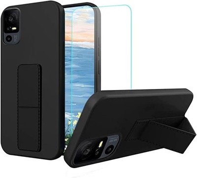 For TCL 40 XL 5G TPU Case Telescopic Kickstand+Glass Screen Protector Cover