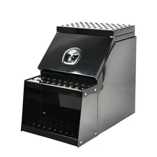 Aluminum 25"x28"x18" Side Mount Semi Truck Tool Box Saddle Step Open Wide Lid BK