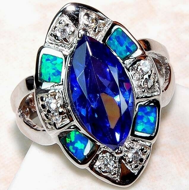 Australian Opal Inlay 925 Solid Sterling Silver Ring Sz 6 GA3-7