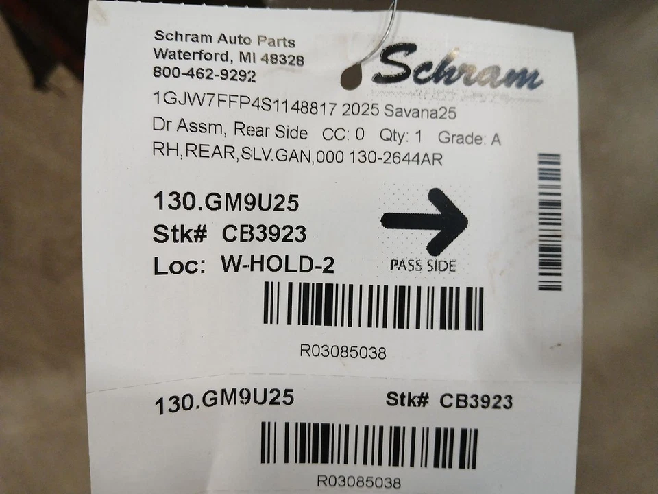 2025 吉姆西 Savana 2500 乘客右后门 3085038 — 第 2/4 张图片