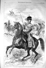 Original Old Antique Print 1856 French Imperial Guard Horse Artillery War Siers