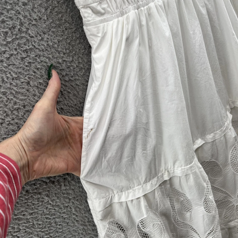 Vestido Anthropologie Mujer Pequeño Blanco Encaje Ojales En Niveles Maxi Manga Acampanada Foto 3 de 4