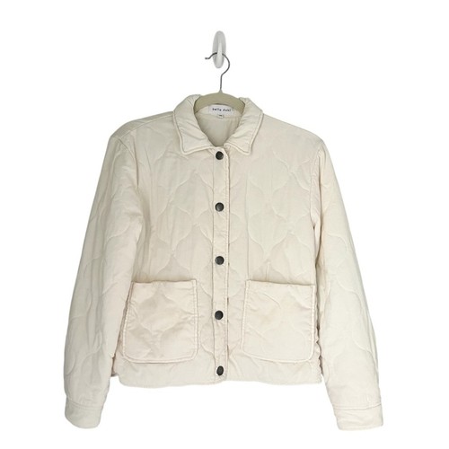 Anthro Bella Dahl Two Pocket Cropped Steppjacke Creme Gr. XS Frühling Preppy - Bild 2 von 10