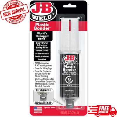#ad JB Weld Plastic Weld Quick Setting Epoxy Syringe Bonder Repair Glue Black... $12.99