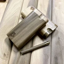 Twist-Top Rainbow Poplar Dugout Stashbox w One Hitter Pipe Set- Made In The USA