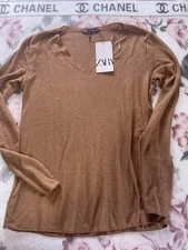 NWT Rust Colored Light Weight Zara Long Sleeve Too Size Medium 
