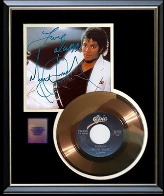 MICHAEL JACKSON BILLIE JEAN 45 RPM GOLD RECORD RARE W-AUTOGRAPH