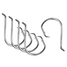 10Pcs 6/0# Fishing Circle Hooks Carbon Steel Offset Hooks w Barbs Black