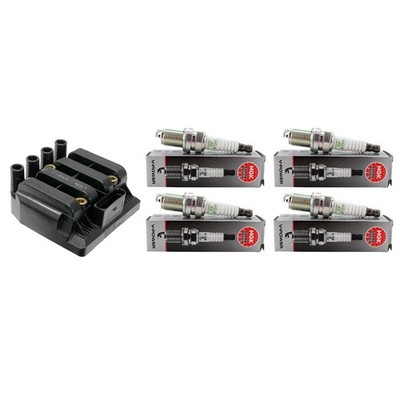 Eldor 1 Ignition Coil 4 NGK V-Power Spark Plugs Kit for VW Beetle 2.0L 2003 GAS