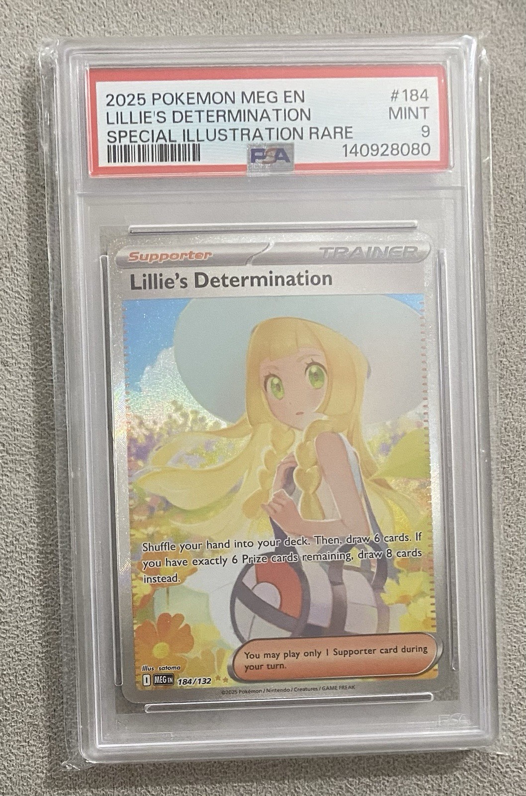 2025 POKEMON MEG EN-MEGA EVOLUTION #184 LILLIE'S DETERMINATION PSA 9