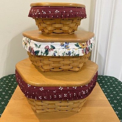 Longaberger Generations Set 12'', 10'' 7'' with liners and Protectors