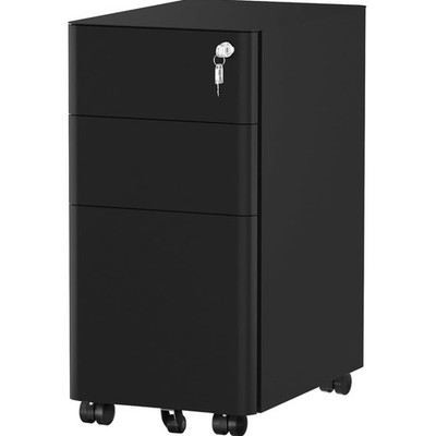 Rollcontainer 3 Schubladen Metall abschließbar Büroschrank A4 Legal Letter sc...