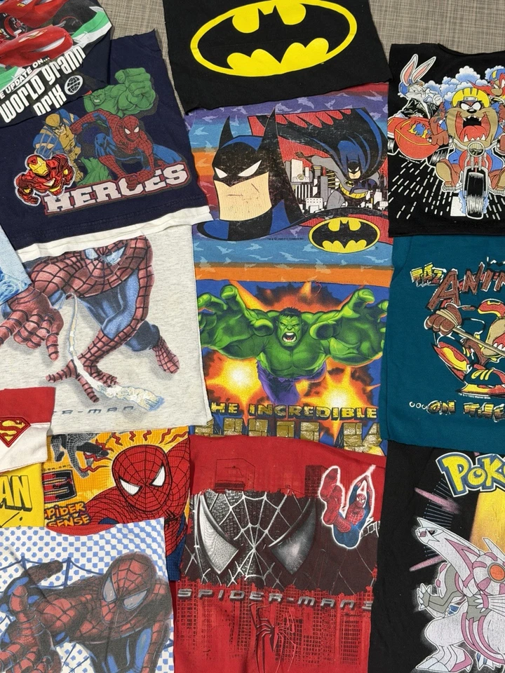 Camiseta De Colección Costura Recortados Patrones Niños Niños Taz 1993, Shrek, BatMan, Spider Man Foto 3 de 4