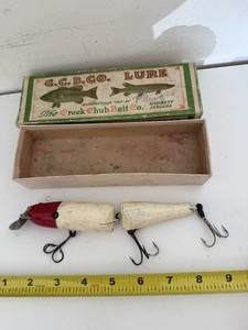 CREEK CHUB Jointed Spinning Pikie Red And White  Fishing Lure w/ Box #7