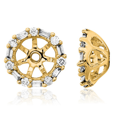 14K massiver Gelbgold 0,11 ct Diamant Baguette Cluster Ohrring Jacken 6 mm 1/4