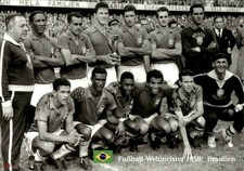 Cartolina calcio formazione squadra Brasile 1958