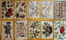 Lot Of 10 Mamelok Press Victorian Die Cut 9x6 Paper Sheets Angels Fruit Flowers