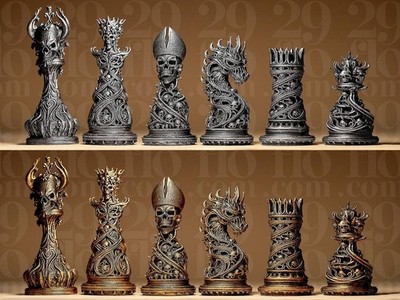 SKULL CHESS SET  DIGITAL   STL file 3d  READY TO PRINT Come AMAZING statue