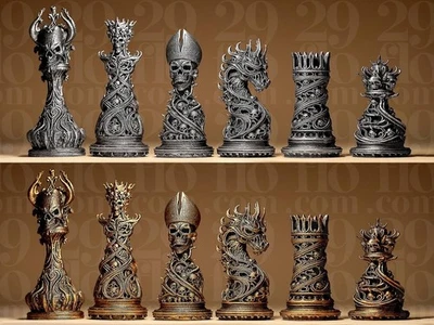 DC SKULL CHESS SET DIGITAL STL file 3d READY TO PRINT Come AMAZING statue