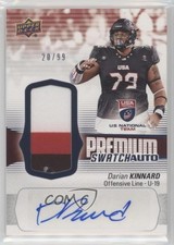 2018 Upper Deck USA Football U19 Premium Swatch 20/99 Darian Kinnard Auto h3a