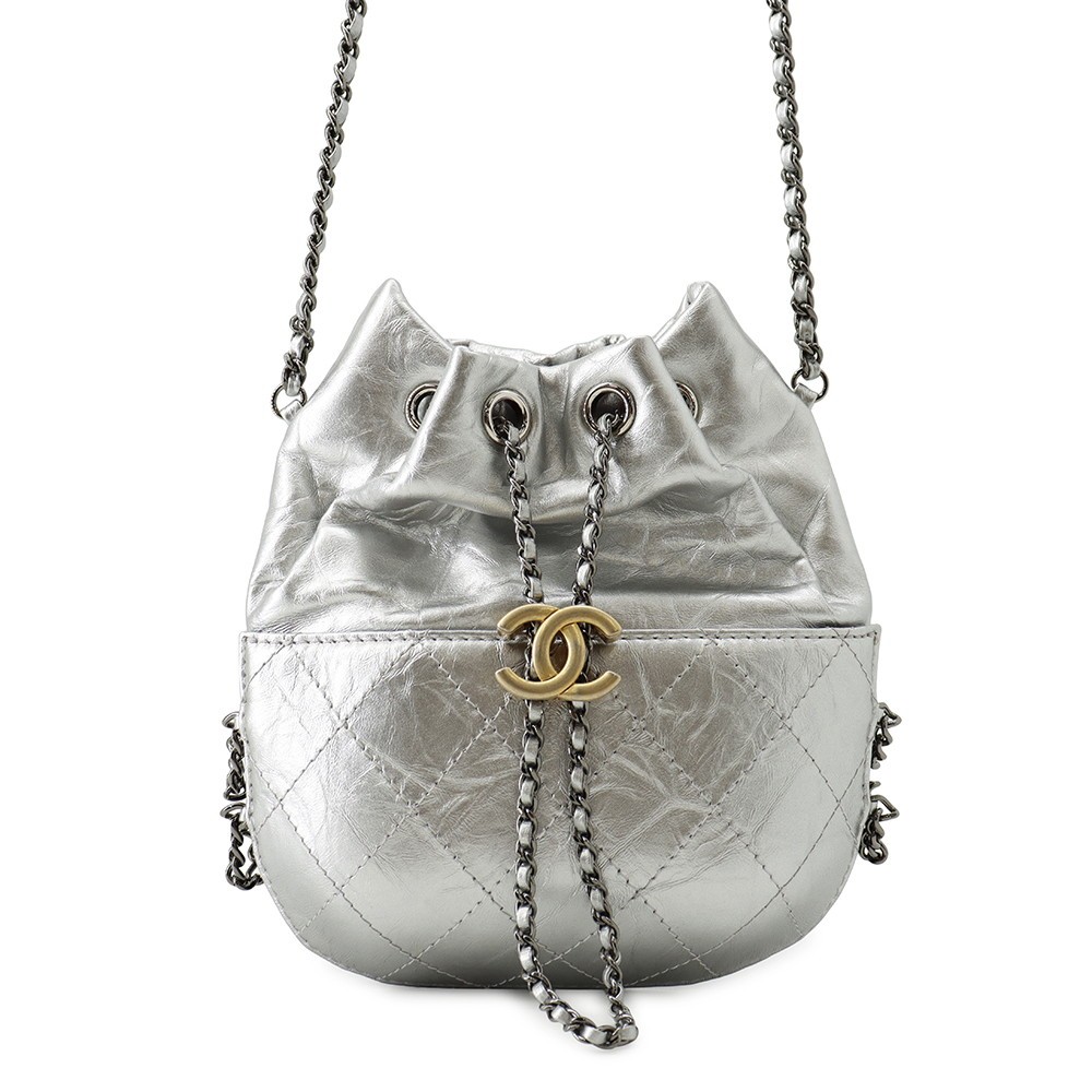 CHANEL Gabriel ChainShoulder Bag Leather Silver A98787