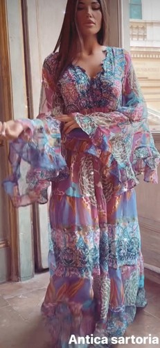Antica Sartoria 2024 Aqua BUNTES langes Kleid wunderschön Einheitsgröße - Bild 6 von 6
