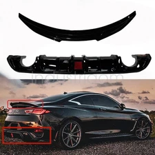 2XRear Diffuser With Lamp+PSM Style Rear Spoiler for 2017-2022 Infiniti Q60 Q60s